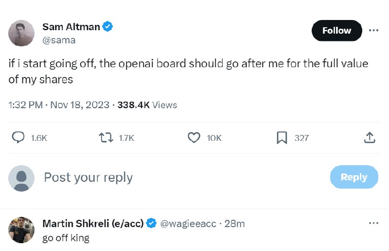 被罢免后首度发声，Sam Altman：如果我向公司“开火”，OpenAI董事会将向我索赔