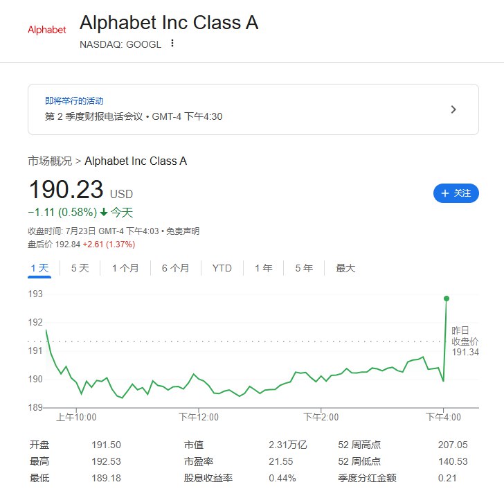 #谷歌 公司二季度云营收136.2亿美元，预期131.4亿美元